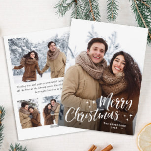 Simple Elegant Minimalist Christmas 5 Photo Holiday Card