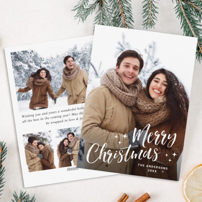 Simple Elegant Minimalist Christmas 5 Photo Holiday Card (Creator Uploaded)