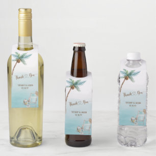 Simple Elegant Minimalist Custom Beach Wedding Bottle Tag