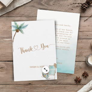 Simple Elegant Minimalist Custom Beach Wedding Thank You Card
