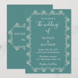 Simple, Elegant, Minimalist, Damask Ornament Invitation