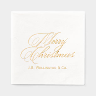 Simple Elegant Minimalist Merry Christmas Name #3 Foil Napkins
