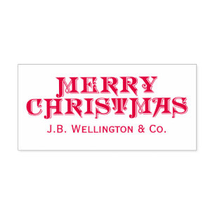 Simple Elegant Minimalist Merry Christmas Name Self-inking Stamp