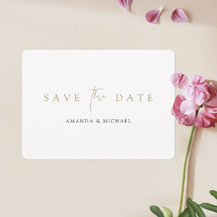 Simple Elegant Minimalist Modern Gold Wedding Save The Date