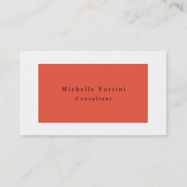 Simple Elegant Minimalist Modern Orange Red Business Card (Front)