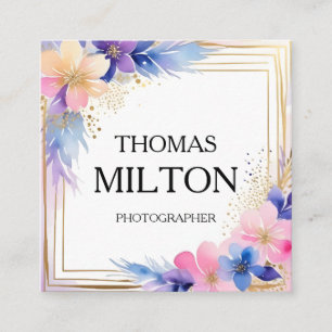 Simple Elegant Minimalist Modern QR Code Square Bu Business Card