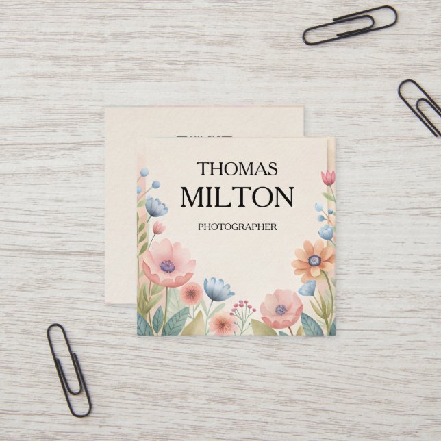 Simple Elegant Minimalist Modern QR Code Square Bu Business Card (Front/Back In Situ)