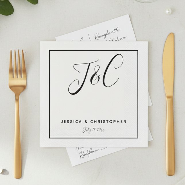 Simple Elegant Minimalist Monogram Initials Napkin (Creator Uploaded)