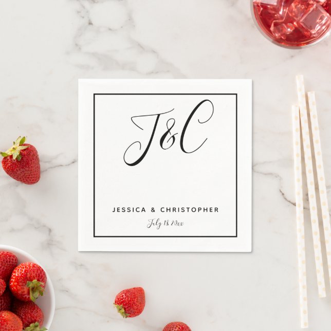 Simple Elegant Minimalist Monogram Initials Napkin (Insitu)