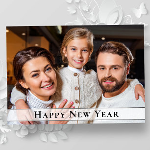 Simple Elegant Minimalist New Year Photo Greeting Holiday Card