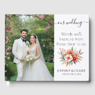 Simple Elegant Minimalist Photo Wedding Guest Book
