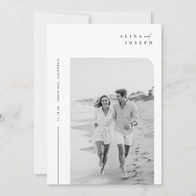Simple Elegant Minimalist Photo Wedding Invitation (Front)