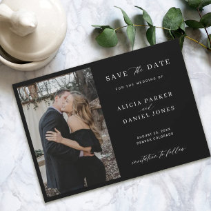 Simple elegant minimalist photo wedding save the d date