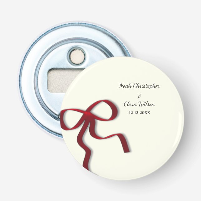 Simple Elegant Minimalist Red Bow Bottle Opener (Front)