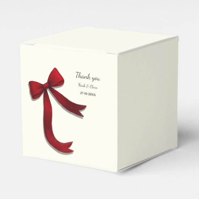 Simple Elegant Minimalist Red Bow Classic Favour Box (Front Side)