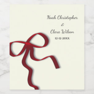 Simple Elegant Minimalist Red Bow Classic Wine Label