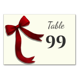 Simple Elegant Minimalist Red Bow Table Number