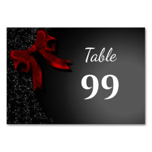 Simple Elegant Minimalist Red Bow Table Number