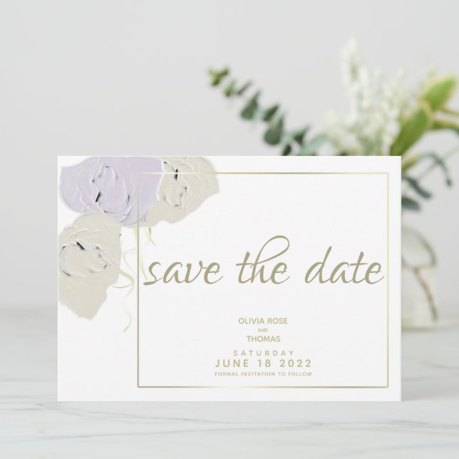 Simple Elegant Minimalist Romantic Floral Wedding  Save The Date (Standing Front)