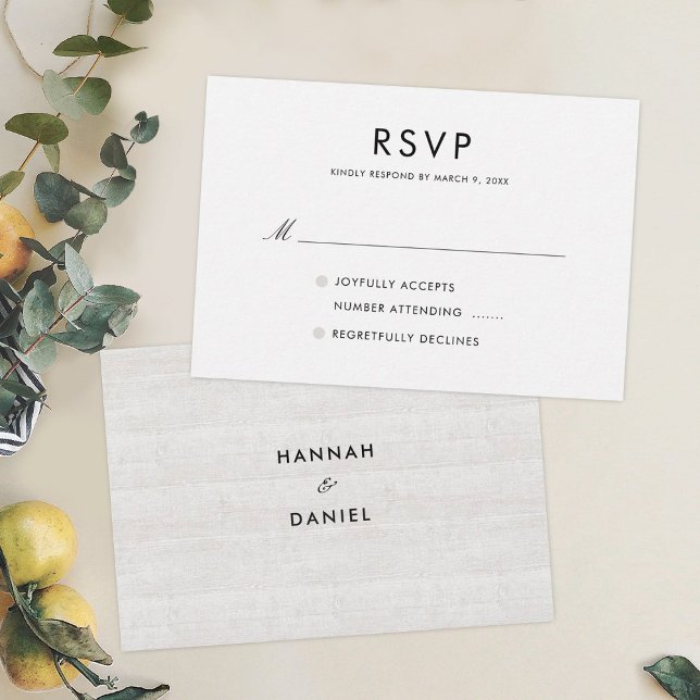 Simple Elegant Minimalist Rustic Wood Wedding RSVP Card (Creator Uploaded)