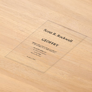 Simple Elegant Minimalist Transparent Acrylic Wedd Invitations