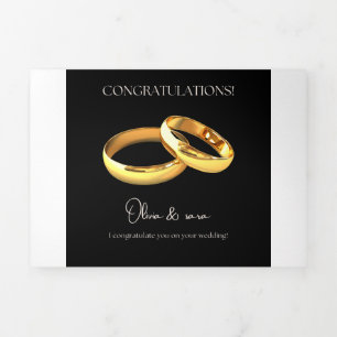 Simple Elegant Minimalist Transparent WeGold Rings Tri-Fold Invitation
