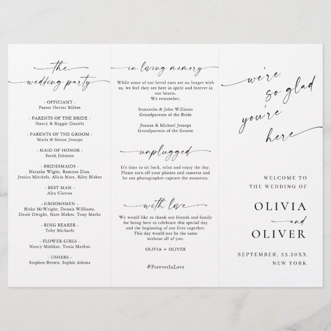 Simple Elegant Minimalist Wedding Ceremony Program (Front)