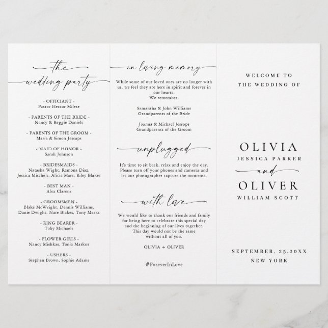 Simple Elegant Minimalist Wedding Ceremony Program (Front)