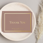 Simple Elegant Minimalist Wedding Thank You<br><div class="desc">Some occasions call for understated elegance and this wedding "Thank You" design achieves that goal with a simple gold (or silver) foil text and frame design that is the epitome of minimalist style. Simply add bride and grooms name(s) and the date. Back features a simple message of thanks that is...</div>