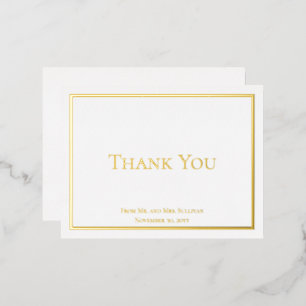 Simple Elegant Minimalist Wedding Thank You Foil Invitation Postcard