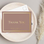 Simple Elegant Minimalist Wedding Thank You Foil Invitation Postcard<br><div class="desc">Some occasions call for understated elegance and this wedding "Thank You" design achieves that goal with a simple gold (or silver) foil text and frame design that is the epitome of minimalist style. Simply add bride and grooms name(s) and the date. Back is blank for you to add your own...</div>