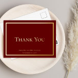 Simple Elegant Minimalist Wedding Thank You Foil Invitation Postcard<br><div class="desc">Some occasions call for understated elegance and this wedding "Thank You" design achieves that goal with a simple gold (or silver) foil text and frame design that is the epitome of minimalist style. Simply add bride and grooms name(s) and the date. Back is blank for you to add your own...</div>