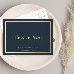 Simple Elegant Minimalist Wedding Thank You Foil Invitation Postcard<br><div class="desc">Some occasions call for understated elegance and this wedding "Thank You" design achieves that goal with a simple gold (or silver) foil text and frame design that is the epitome of minimalist style. Simply add bride and grooms name(s) and the date. Back is blank for you to add your own...</div>