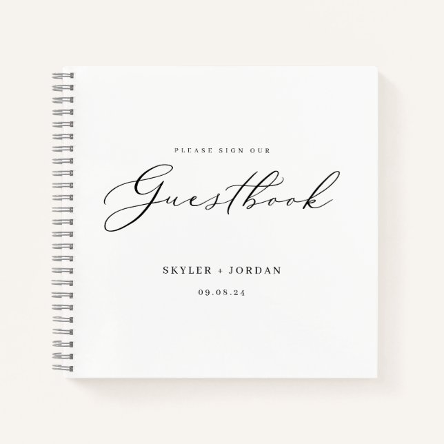 Simple Elegant Minimalist White Wedding Guest Book (Front)