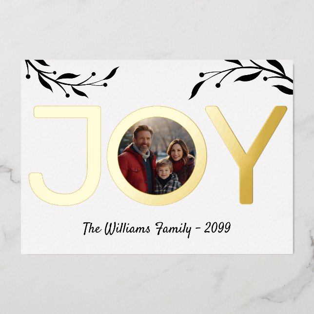 Simple elegant minimalistic JOY photo black white (Front)