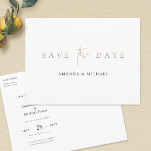 Simple Elegant Mixed Font Gold  Announcement Postcard