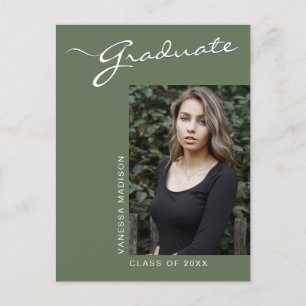 Simple Elegant Modern   1 Photo Grad Announcement Postcard