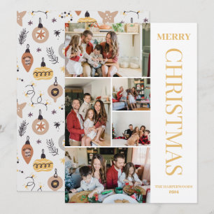 Simple Elegant modern 5 photo Christmas Family Holiday Card