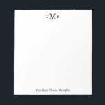 Simple Elegant Modern Basic 3 Monogram Initial Notepad<br><div class="desc">The design features a 3 initial monogram at the top and name at the bottom.</div>