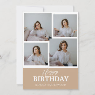 Simple Elegant Modern Birthday Stylish Photo Holiday Card