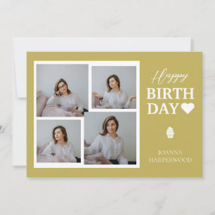 Simple Elegant Modern Birthday Stylish Photo Holiday Card