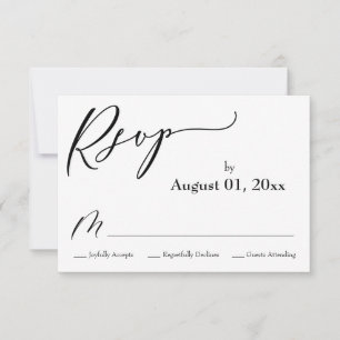 Simple, Elegant, Modern Black and White RSVP Card
