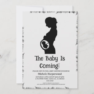 Simple Elegant Modern Black Halloween Baby Shower Invitation
