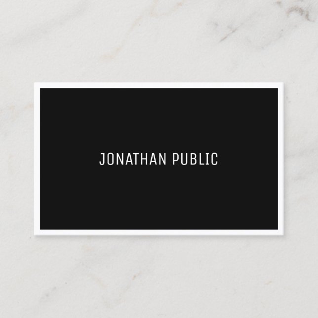 Simple Elegant Modern Black White Template B&W Business Card (Front)
