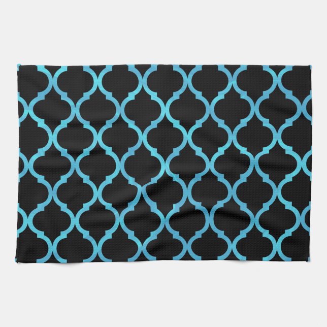 Simple Elegant Modern Blue Moroccan Pattern | Tea Towel (Horizontal)
