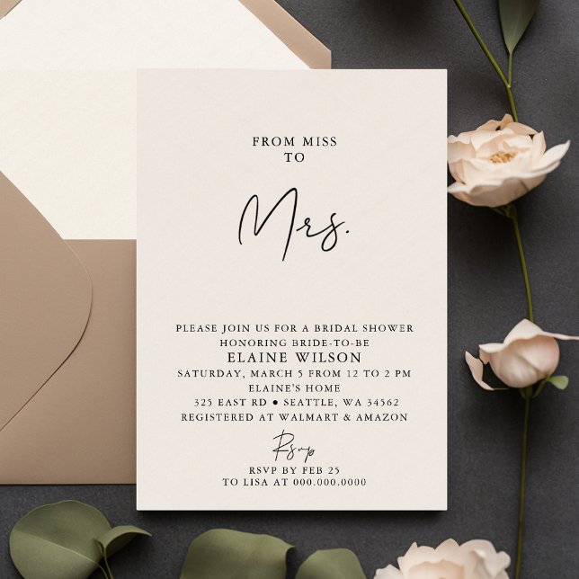 Simple Elegant Modern Bridal Shower  Invitation (Simple Elegant Modern Bridal Shower Invitation)