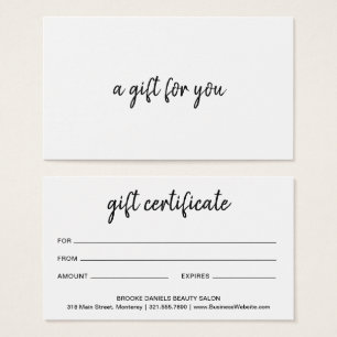 Simple Elegant Modern Business Gift Certificate