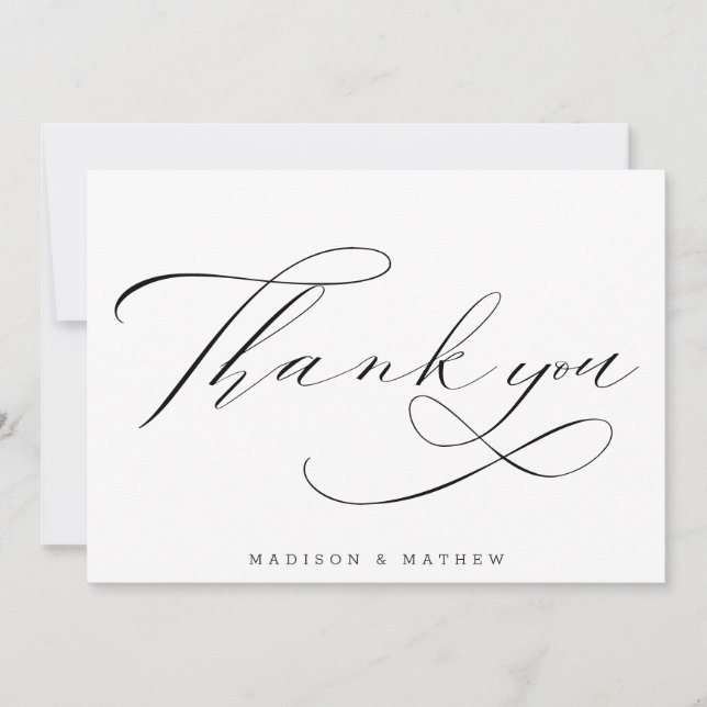 Simple Elegant Modern Calligraphy Script Thank You Card (Front)