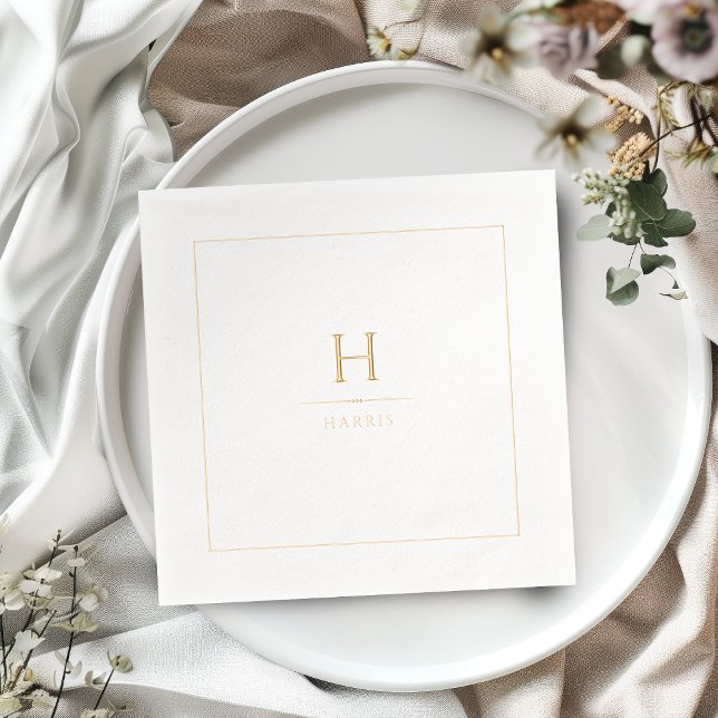 Simple Elegant Modern Classy Luxe Family Monogram Foil Napkins (Simple Elegant Modern Classy Luxe Family Monogram Foil Napkins)