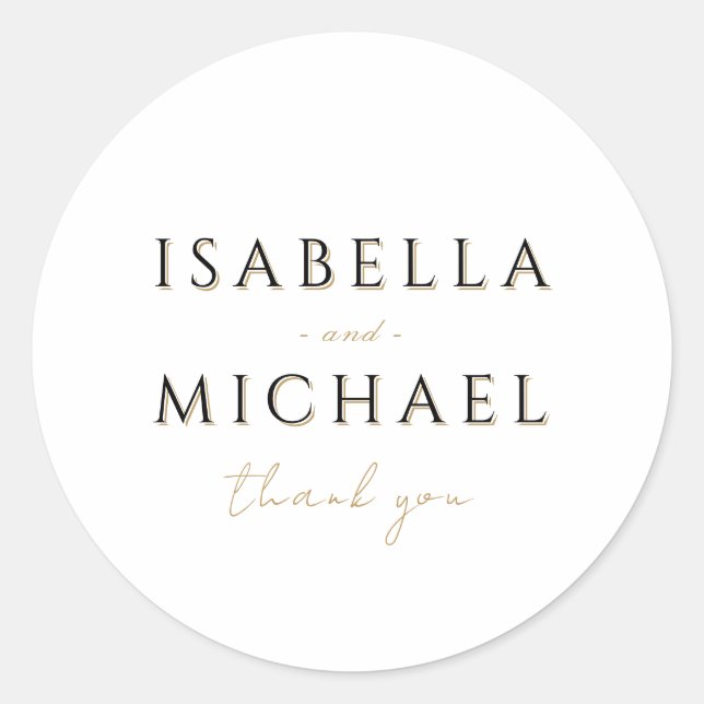 Simple Elegant Modern Classy Luxury Wedding Favour Classic Round Sticker (Front)